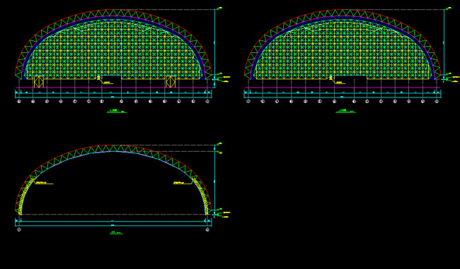 桦甸跨度110米，拱高35_7米煤棚网架